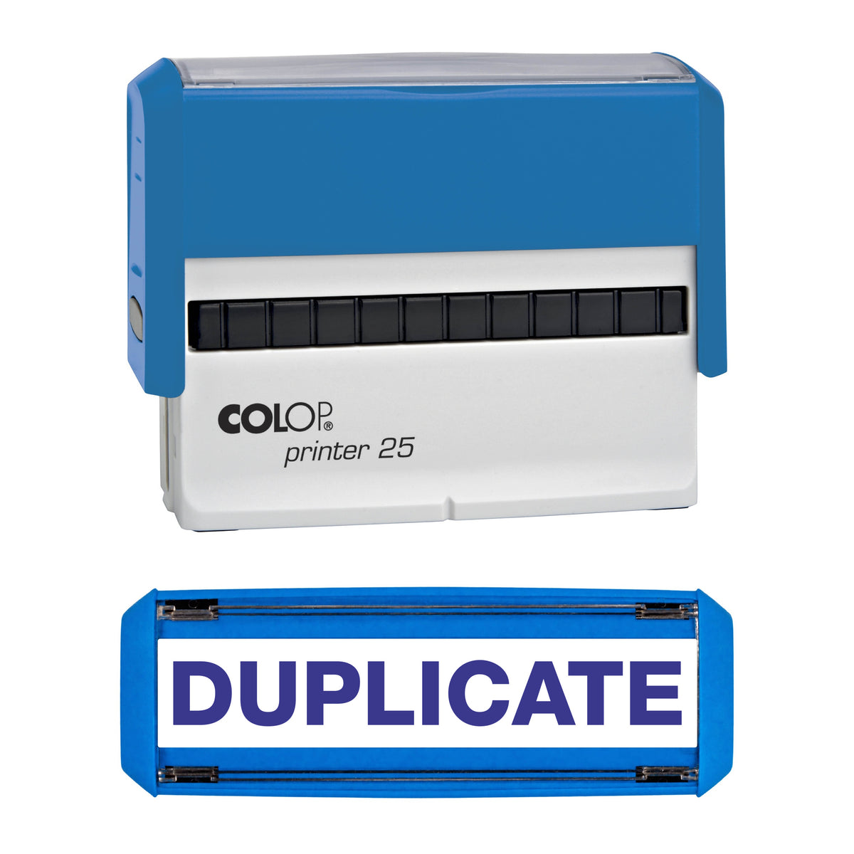 Duplicate - Rubber Stamp - COLOP P25 - 75mm x 8mm Impression — violet ink