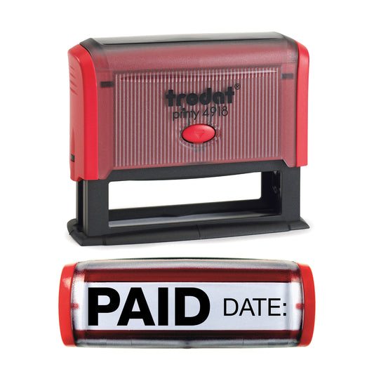 Paid Date: - Rubber Stamp - Trodat 4918 - 75mm x 15mm Impression
