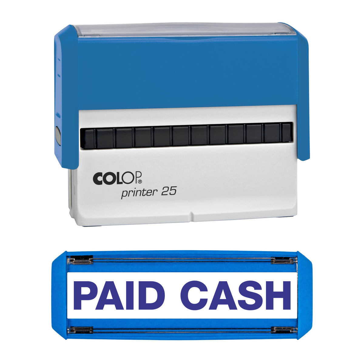 Paid Cash - Rubber Stamp - COLOP P25 - 75mm x 10mm Impression — violet ink