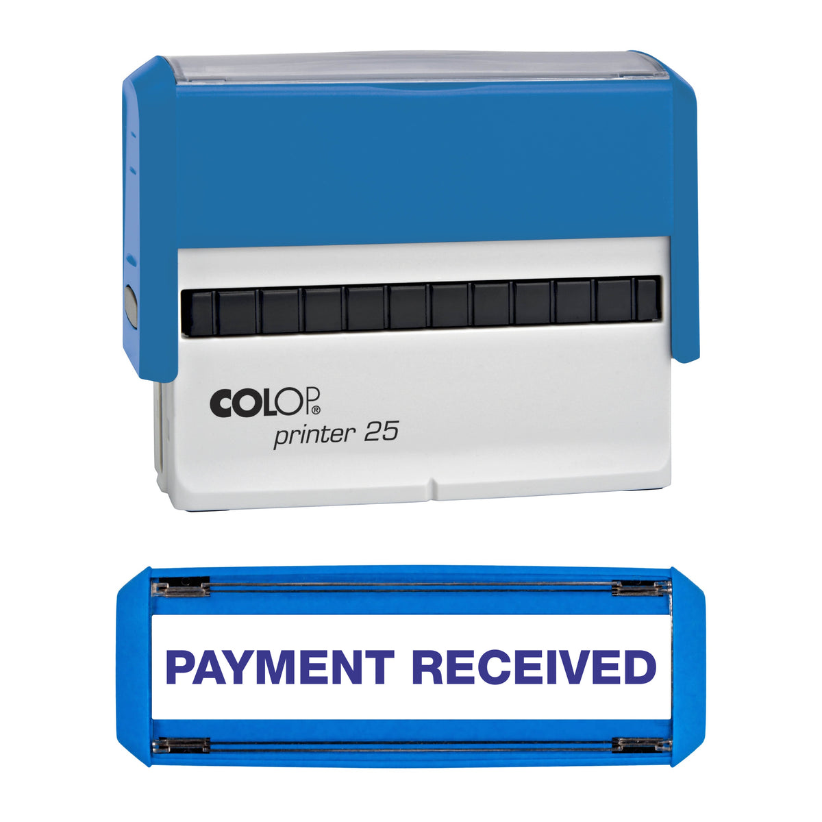 Payment Received - Rubber Stamp - COLOP P25 - 75mm x 6mm Impression — violet ink