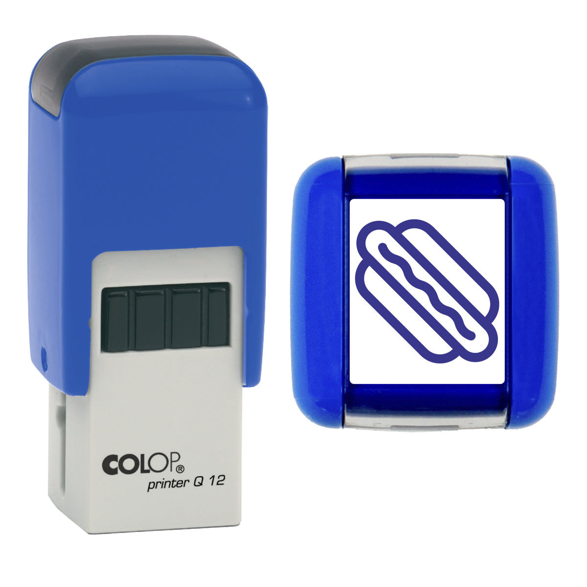 Hotdog - Loyalty Card Self-Inking Stamp - COLOP Q12 - 12 x 12mm - violet ink