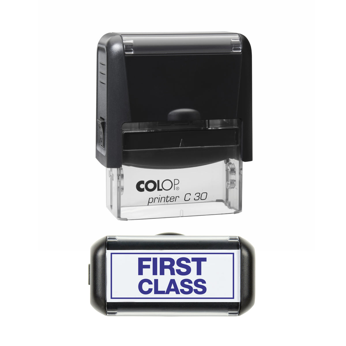 First Class With Border - Self-Inking Stamp - COLOP C30 - 45 x 18mm - violet ink
