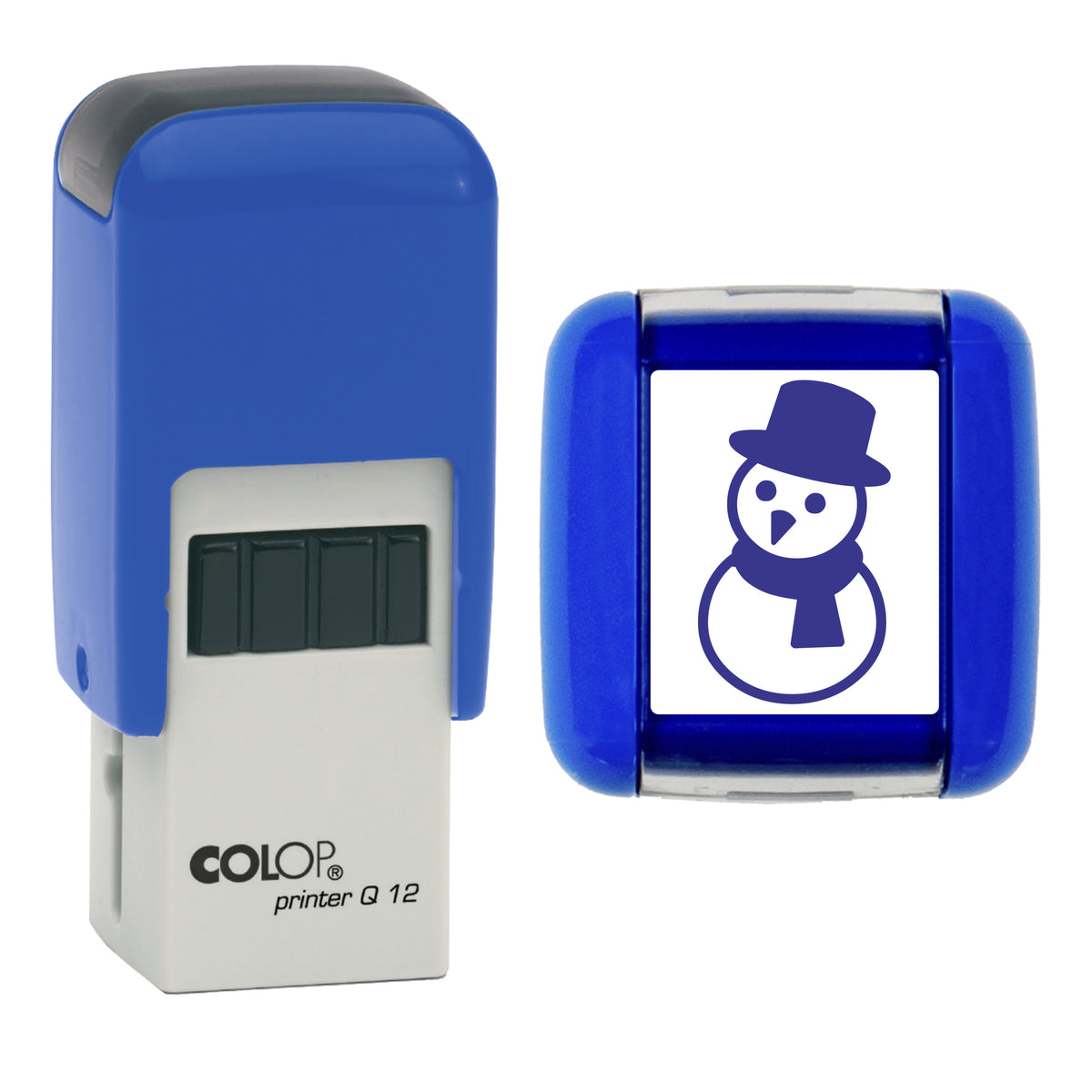 Snowman - Christmas Loyalty Card Rubber Stamp - Loyalty Card Self-Inking Stamp - COLOP Q12 - 12 x 12mm - violet ink