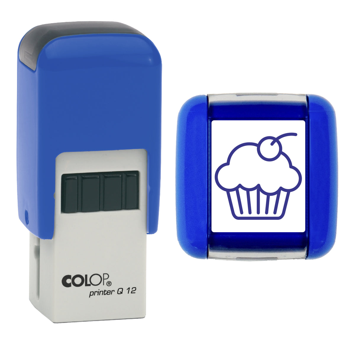 Muffin With Cherry - Café - Bakery Loyalty Card Rubber Stamp - Loyalty Card Self-Inking Stamp - COLOP Q12 - 12 x 12mm - violet ink
