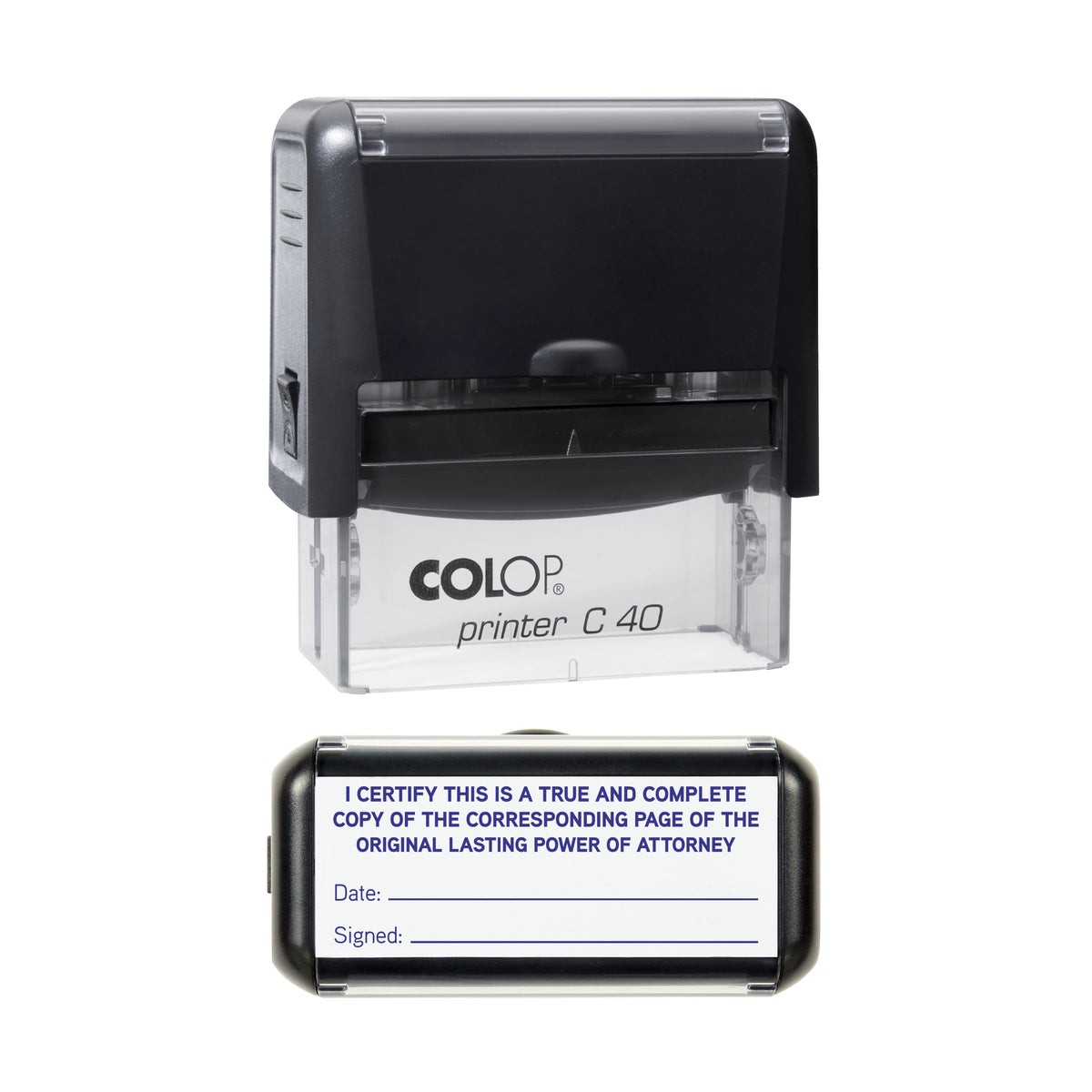 Lasting Power of Attorney Certified Copy COLOP C40 violet ink impression