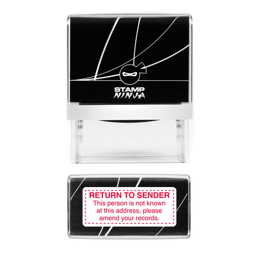 Return To Sender - This person is not known at this address - Self Inking - 45mm x 18mm