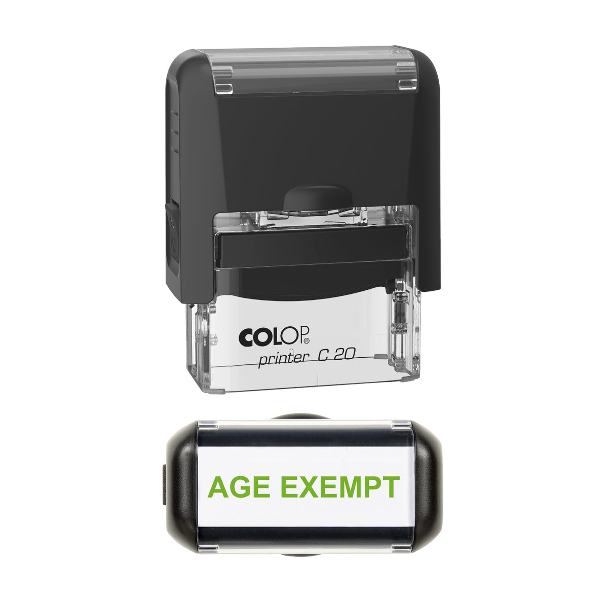 Age Exempt Pharmacy Stamp, COLOP C20, 37 x 12mm, light_green ink