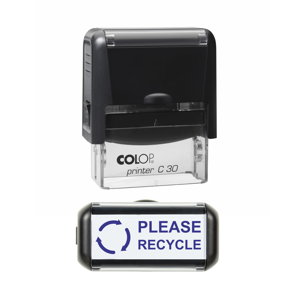 Please Recycle Packaging Stamp, COLOP C30, 45 x 18mm, violet ink