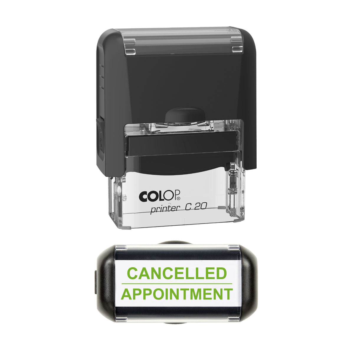 Cancelled Appointment Stamp, COLOP C20, 37 x 12mm, light_green ink