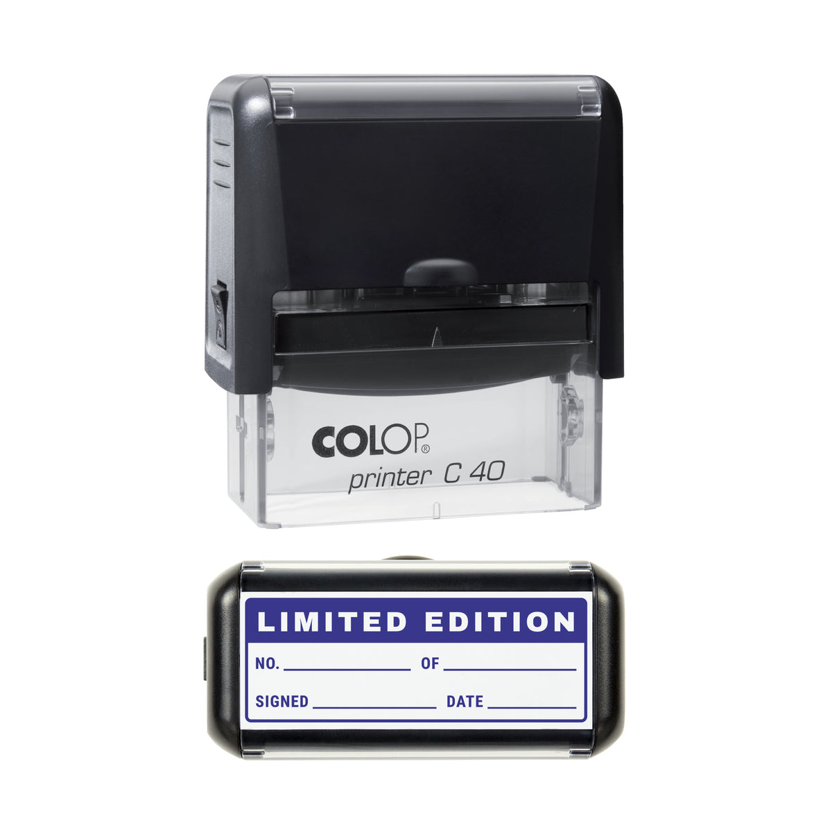 Limited Edition Numbered Stamp, COLOP C40, 58 x 22mm, violet ink