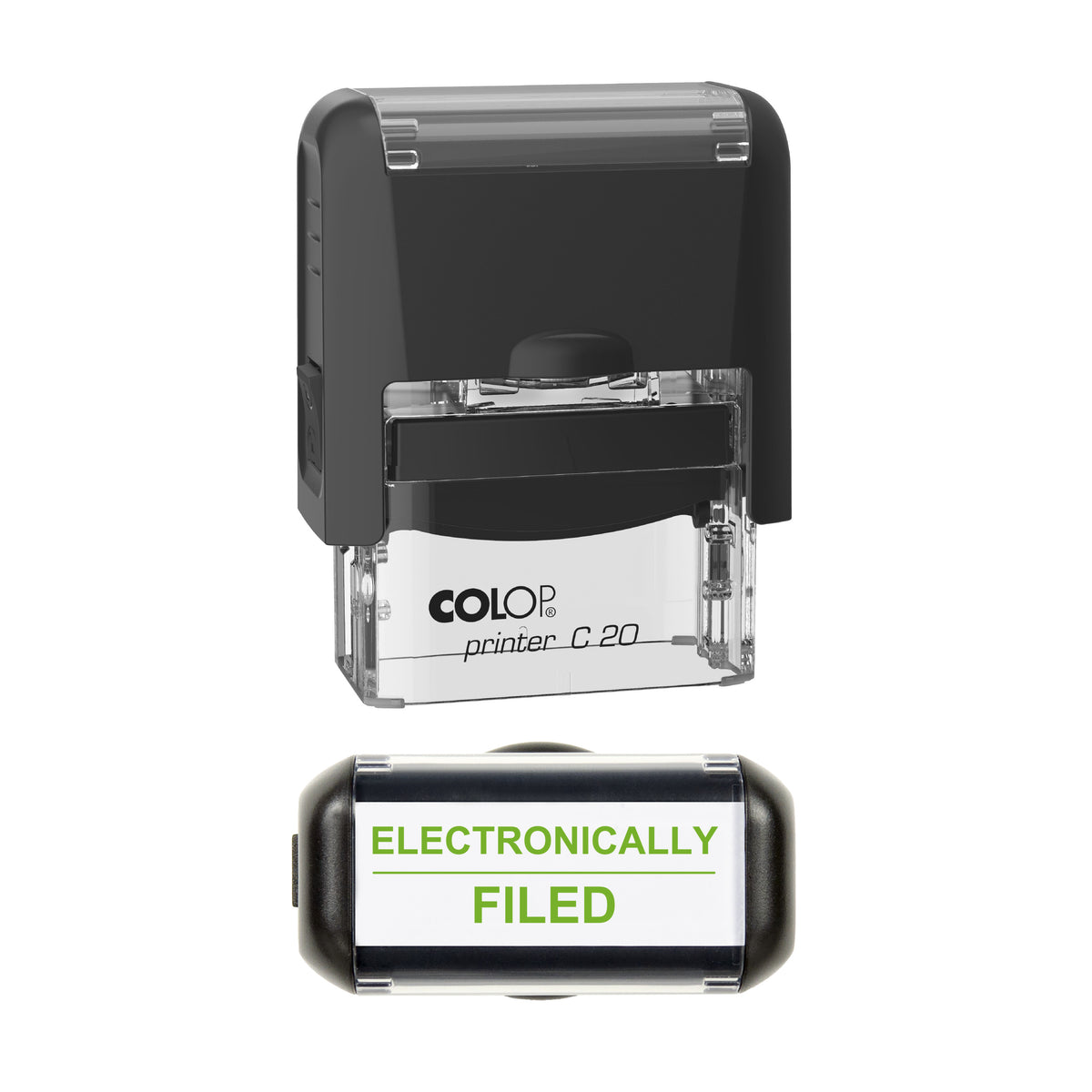 Electronically Filed Stamp, COLOP C20, 37 x 12mm, light_green ink