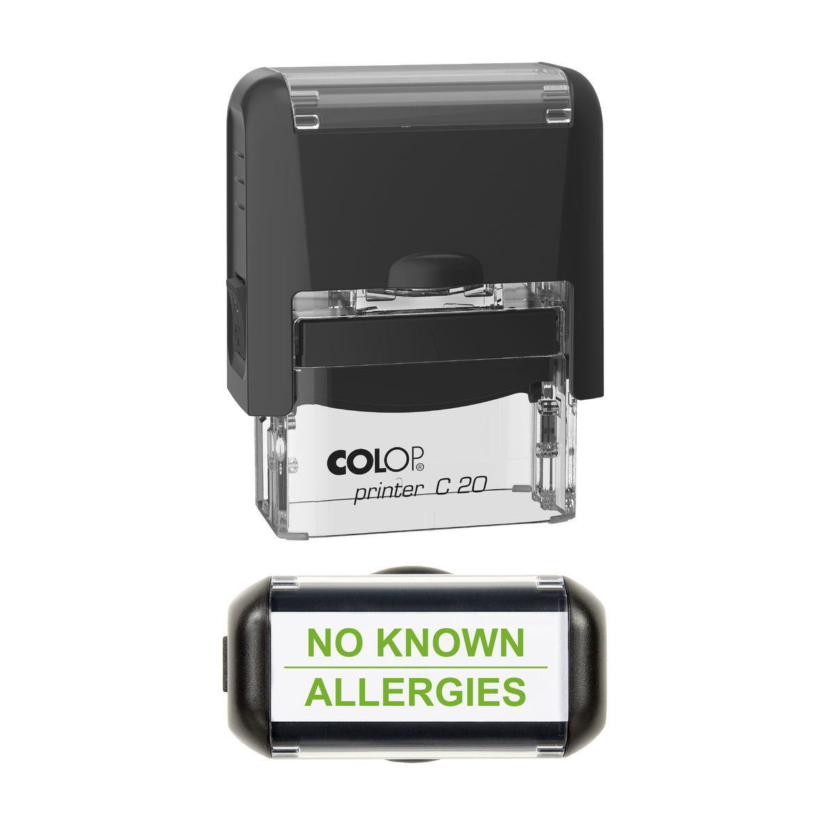 No Known Allergies Stamp, COLOP C20, 37 x 12mm, light_green ink