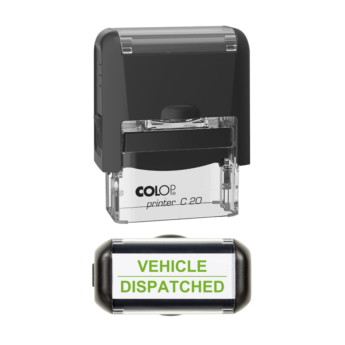 Vehicle Dispatched Stamp, COLOP C20, 37 x 12mm, light_green ink