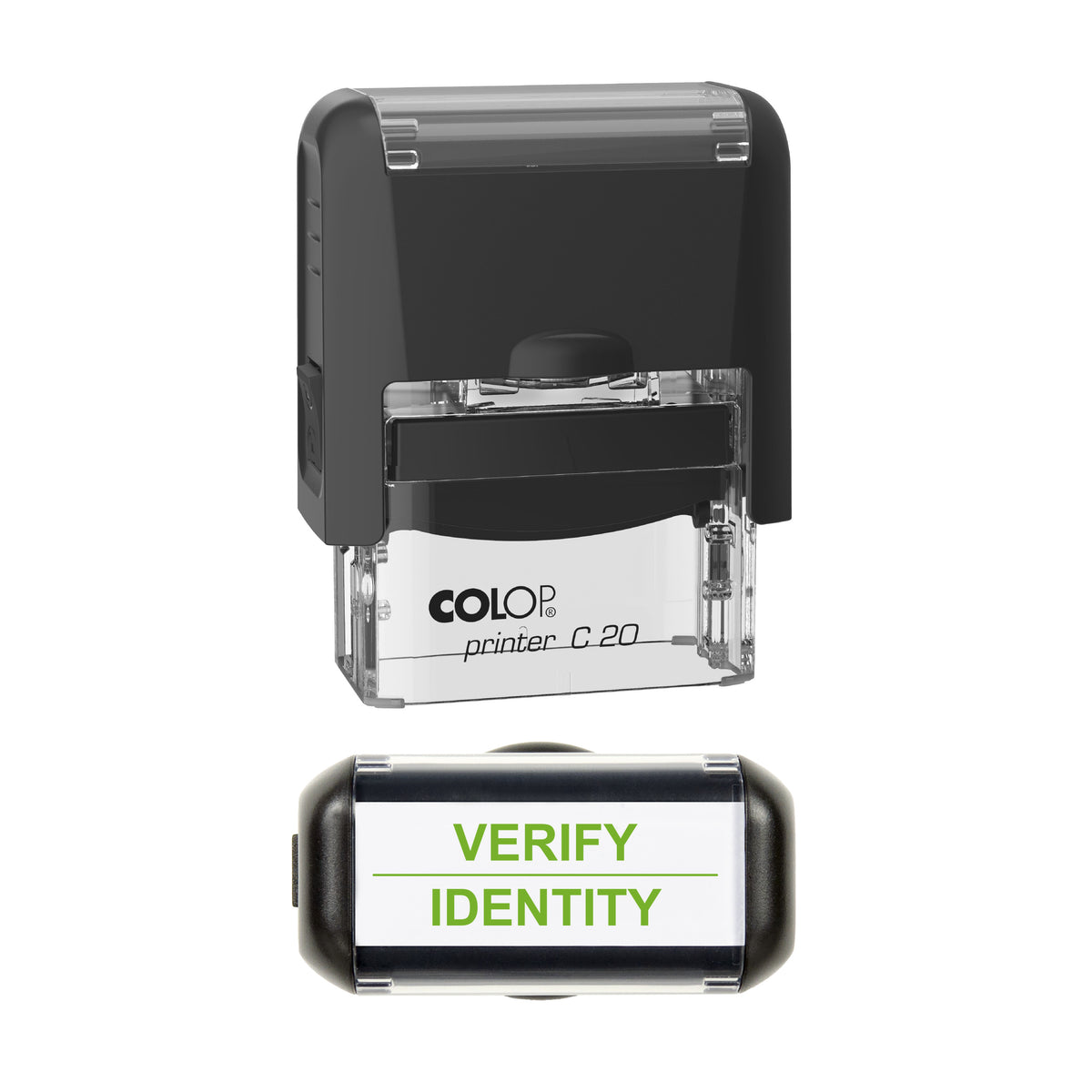 Verify Identity Stamp, COLOP C20, 37 x 12mm, light_green ink