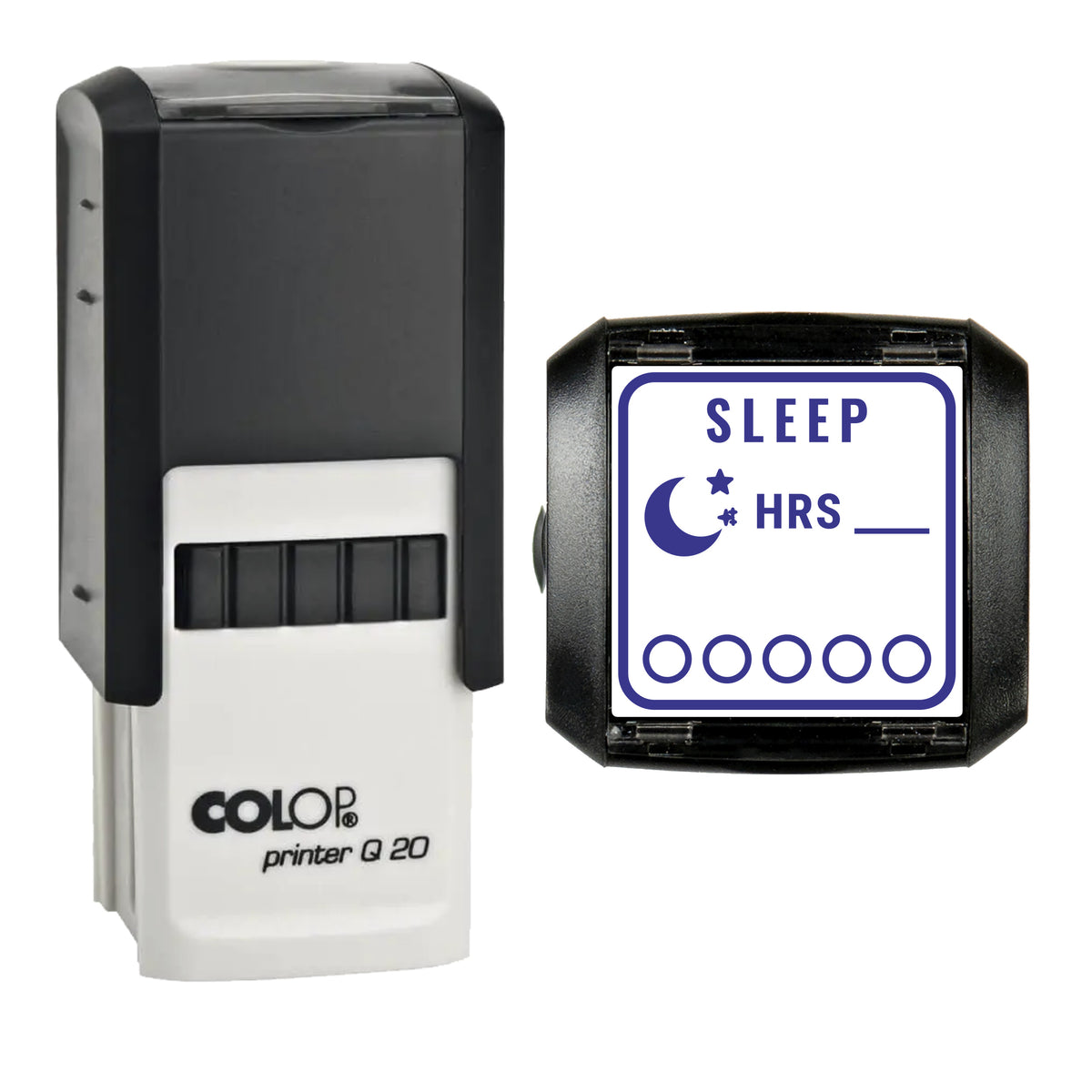 Sleep Tracker Journal Stamp, COLOP Q20, 20 x 20mm, violet ink