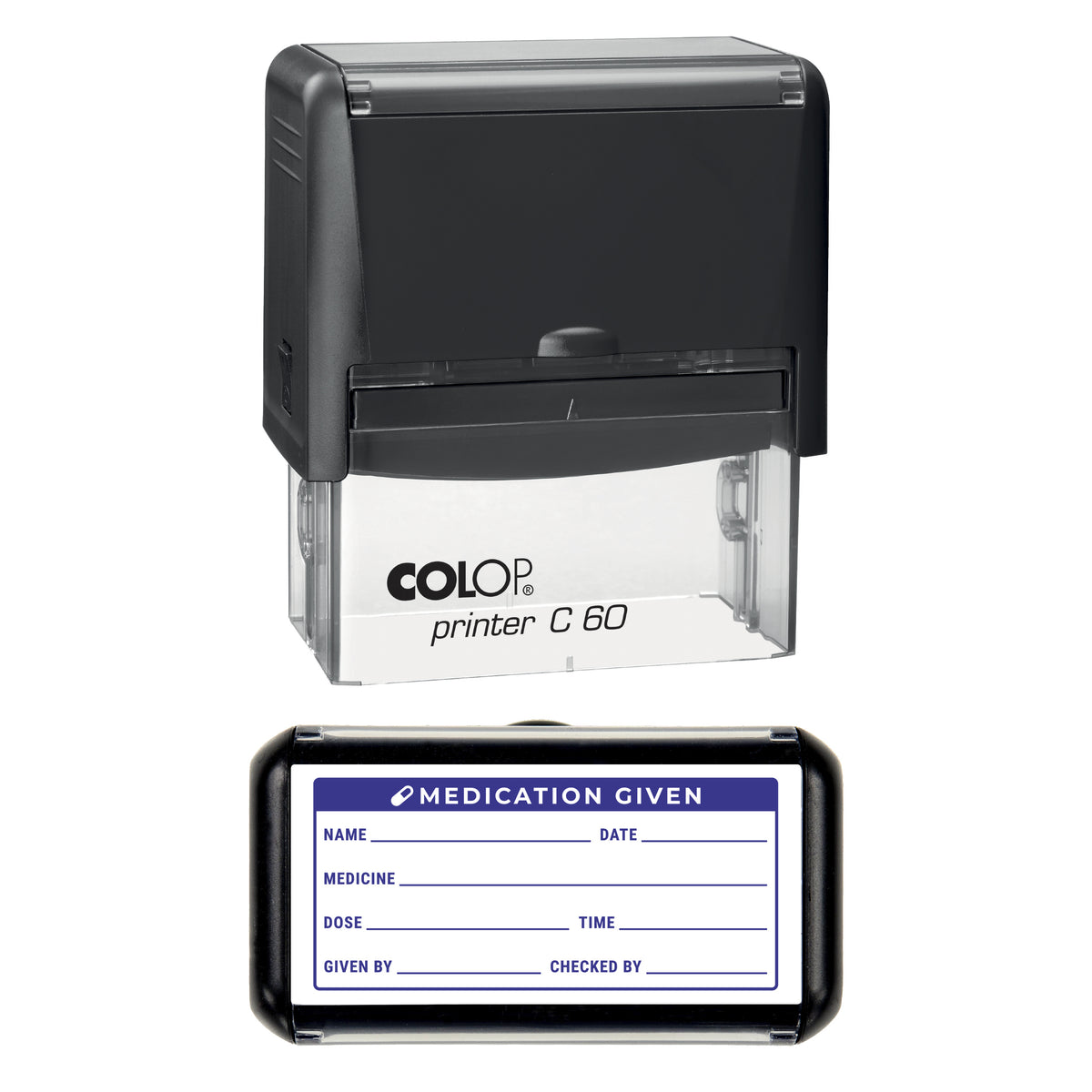 Medication Given Stamp, COLOP C60, 77 x 36mm, violet ink