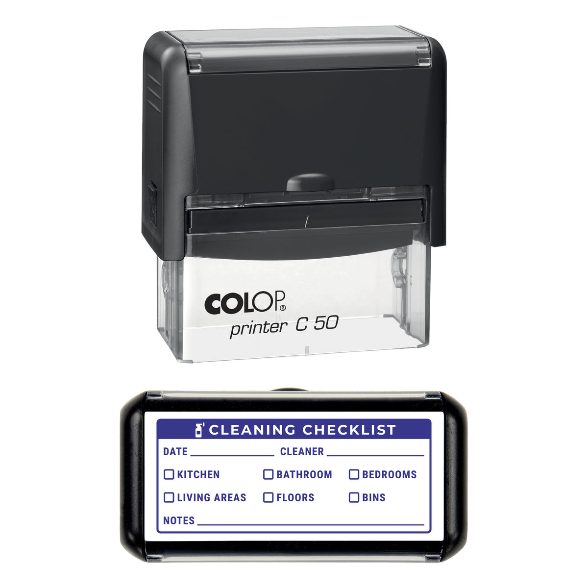 Cleaning Checklist Stamp, COLOP C50, 70 x 30mm, violet ink