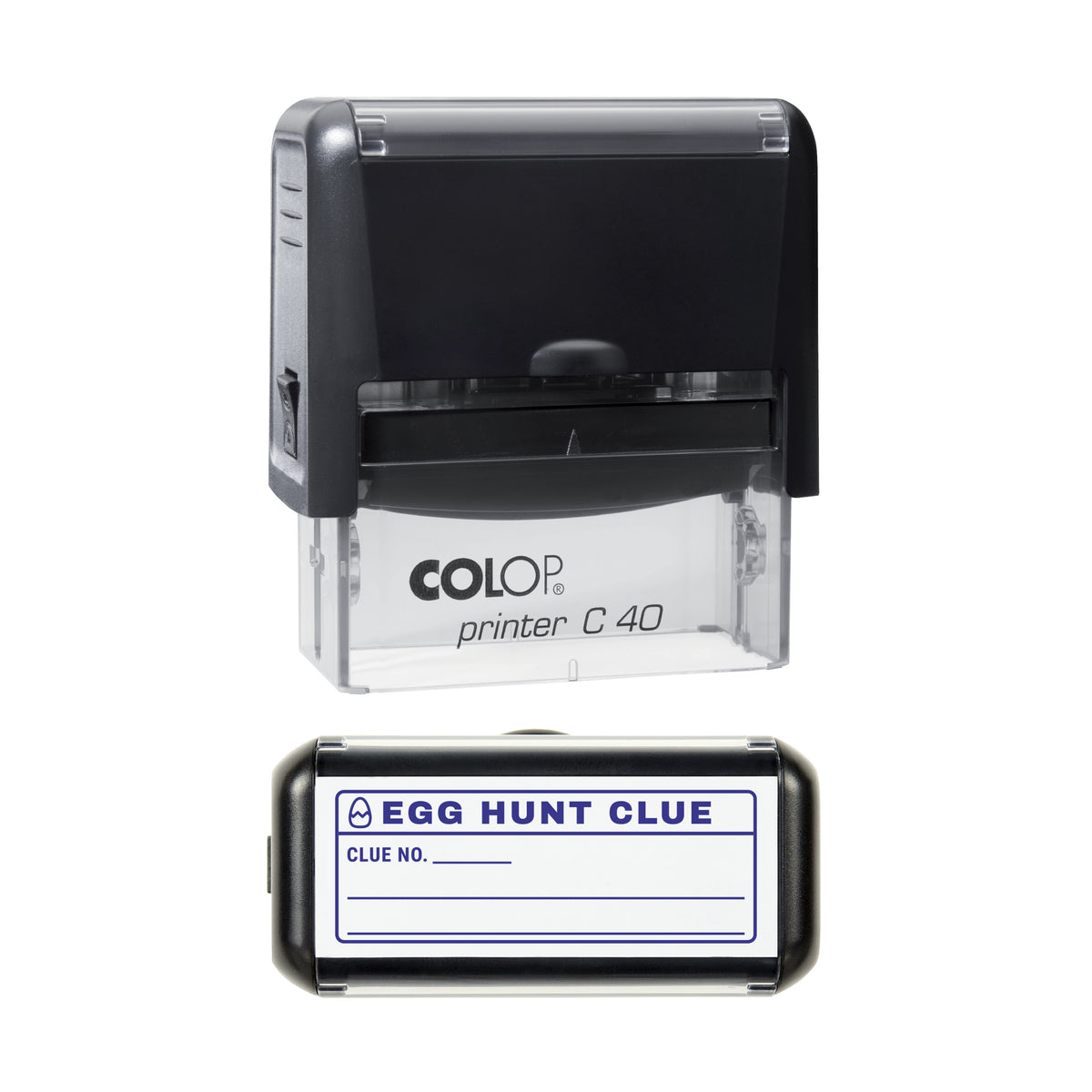 Egg Hunt Clue Stamp, COLOP C40, 58 x 22mm, violet ink