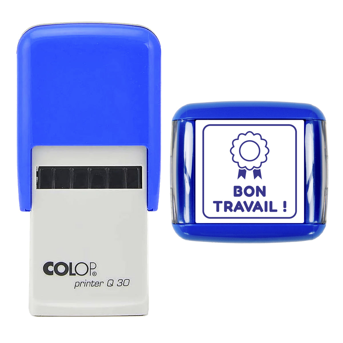 Bon Travail Teacher Feedback Stamp, COLOP Q30, 30 x 30mm, Violet ink