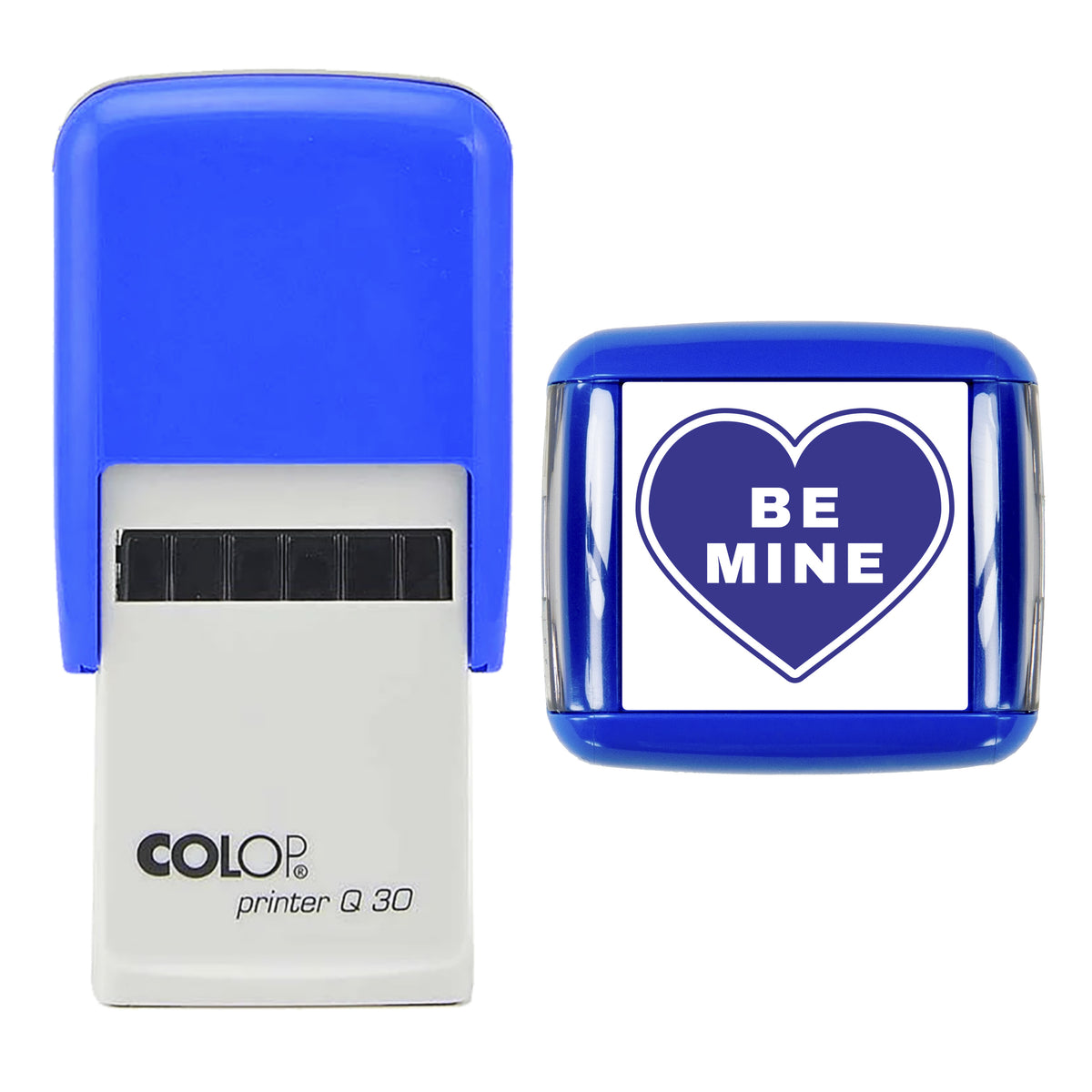 Be Mine Heart Stamp, COLOP Q30, 30 x 30mm, violet ink
