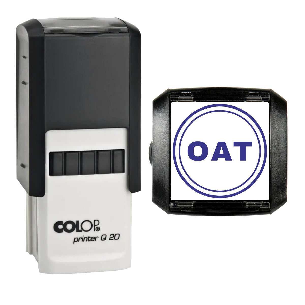 Oat Coffee Label Stamp, COLOP Q20, 20 x 20mm, violet ink