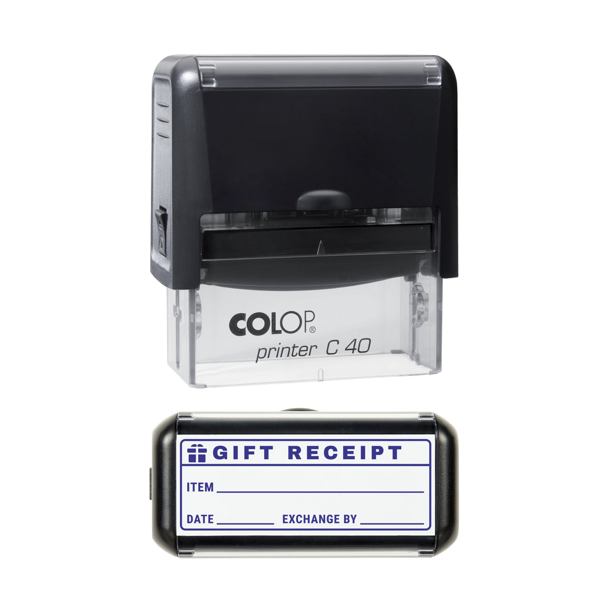 Gift Receipt Record Stamp, COLOP C40, 58 x 22mm, violet ink
