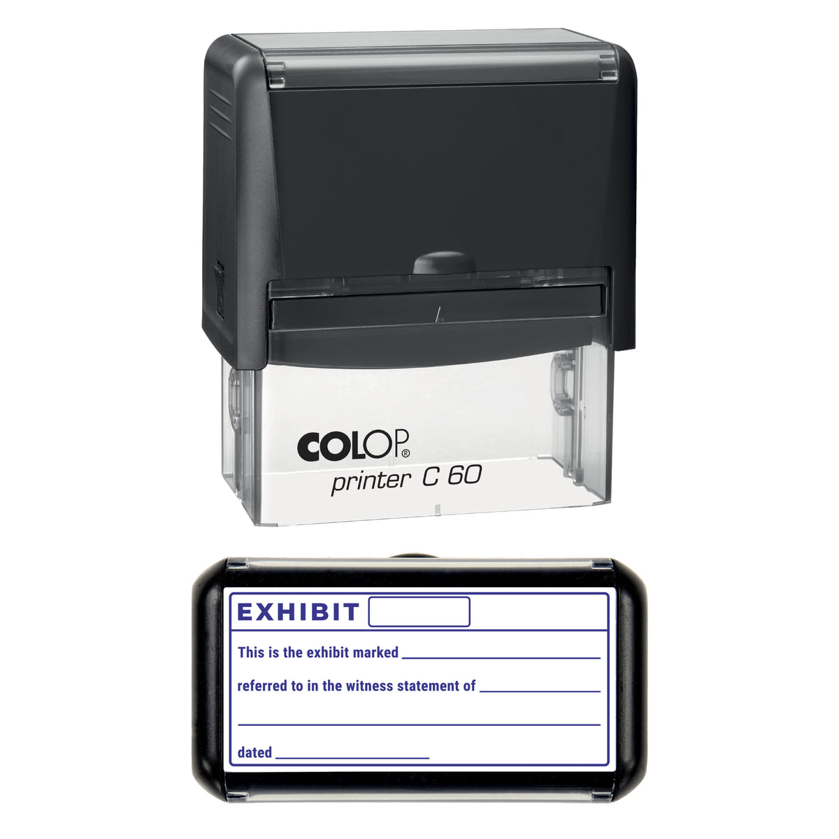 Exhibit Marked Witness Statement Record Stamp, COLOP C60, 77 x 36mm, violet ink