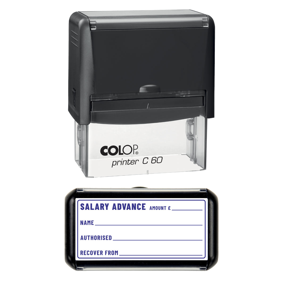 Salary Advance Stamp, COLOP C60, 77 x 36mm, violet ink