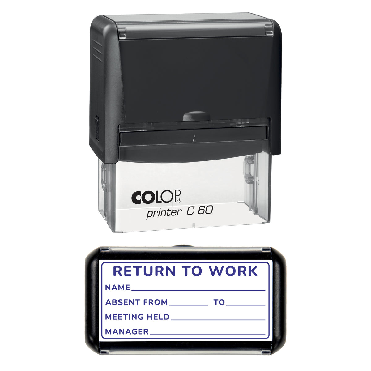 Return to Work Stamp, COLOP C60, 77 x 36mm, violet ink