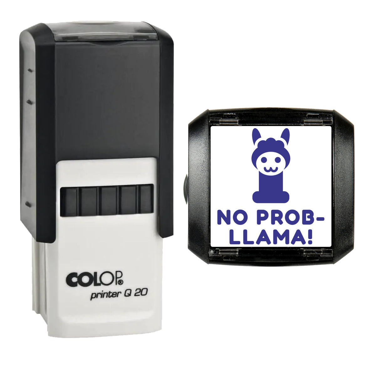 No Prob-Llama Reward Stamp, COLOP Q20, 20 x 20mm, violet ink