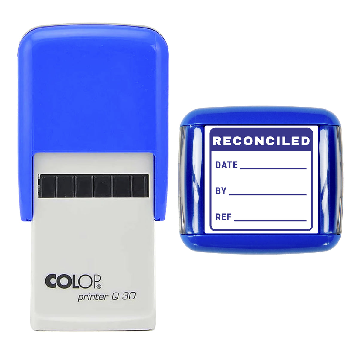 Reconciled Record Stamp, COLOP Q30, 30 x 30mm, violet ink