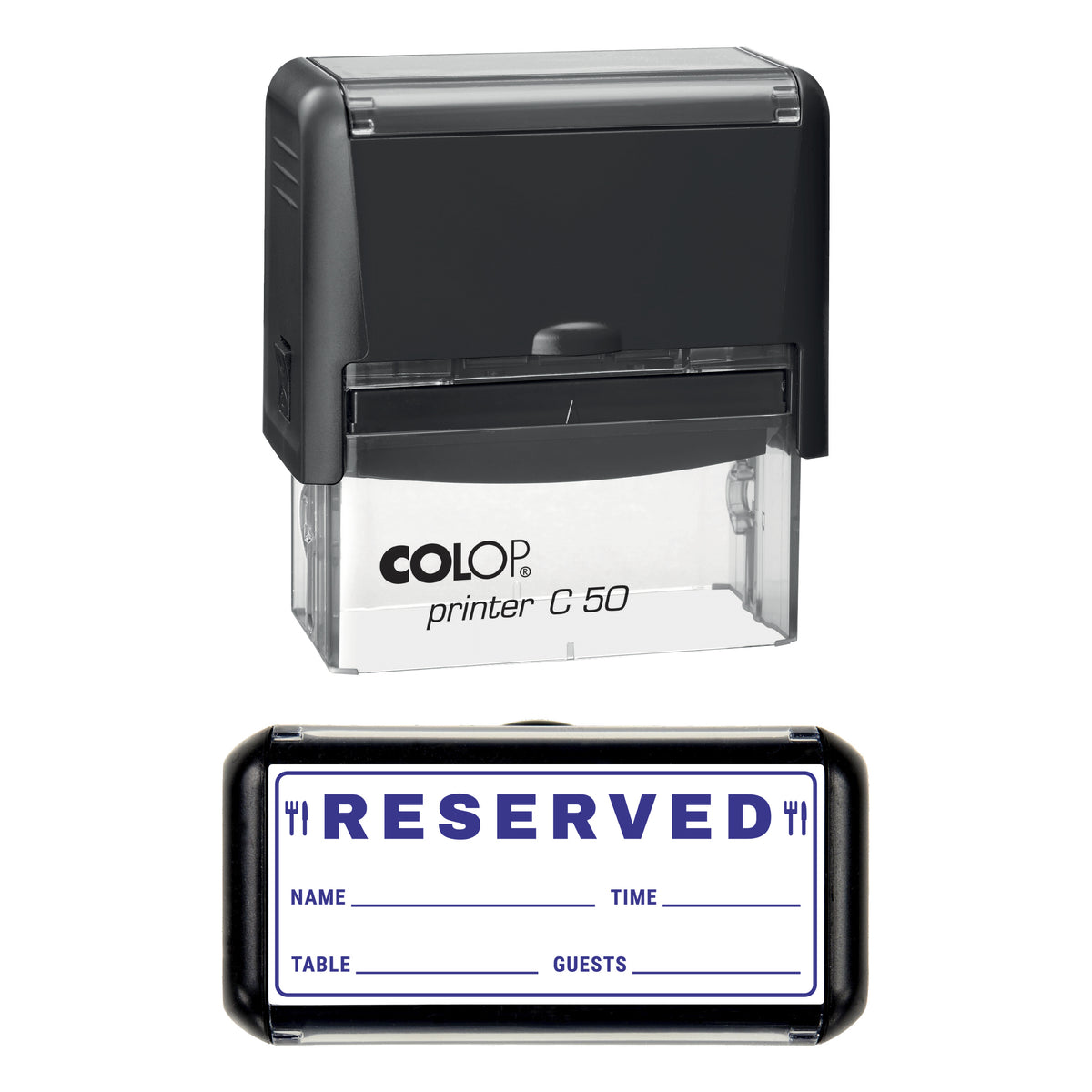Reserved Table Record Stamp, COLOP C50, 70 x 30mm, violet ink