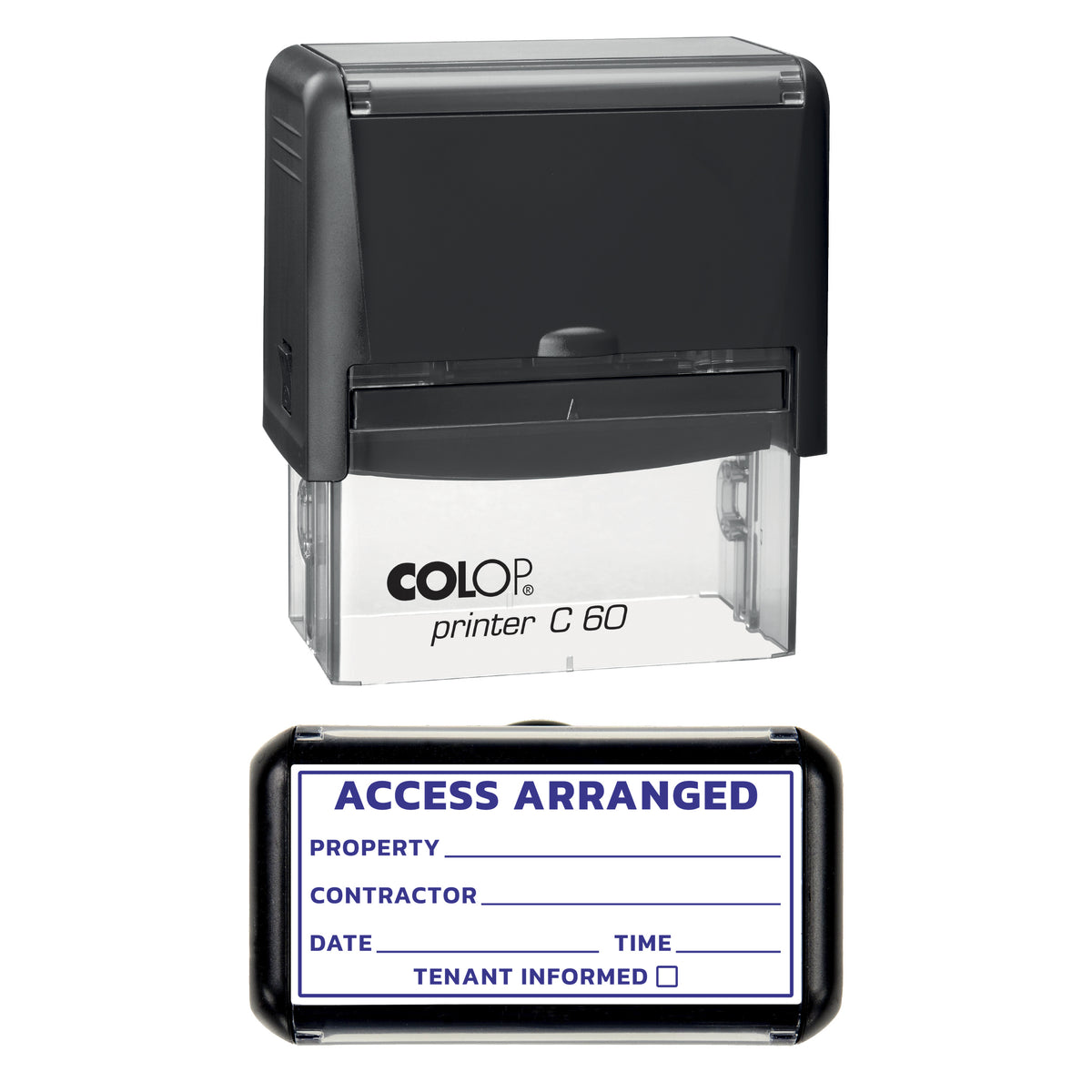 Access Arranged Stamp, COLOP C60, 77 x 36mm, violet ink
