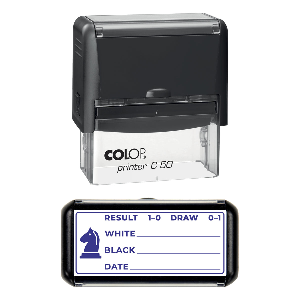 Chess Game Record Stamp, COLOP C50, 70 x 30mm, violet ink