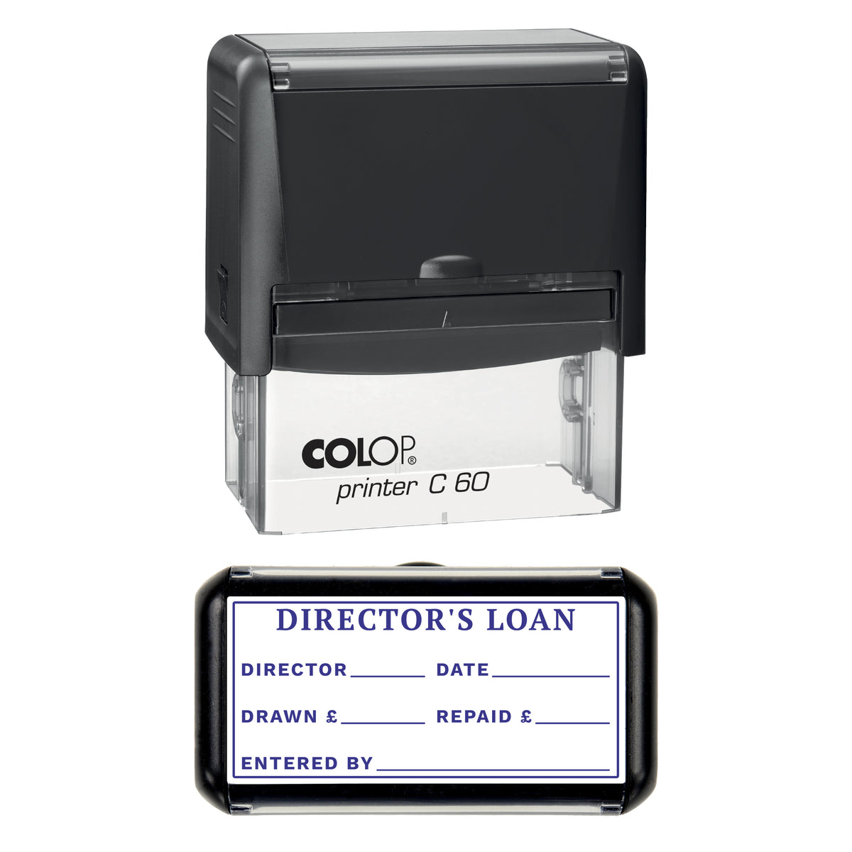 Director's Loan Stamp, COLOP C60, 77 x 36mm, violet ink
