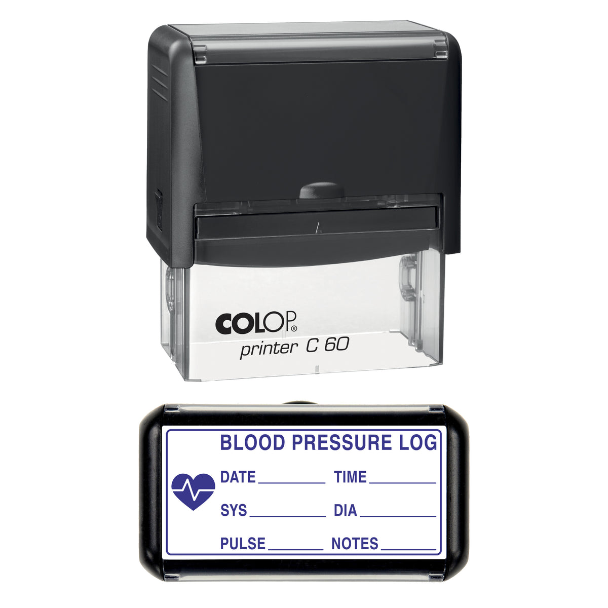 Blood Pressure Log Stamp, COLOP C60, 77 x 36mm, violet ink