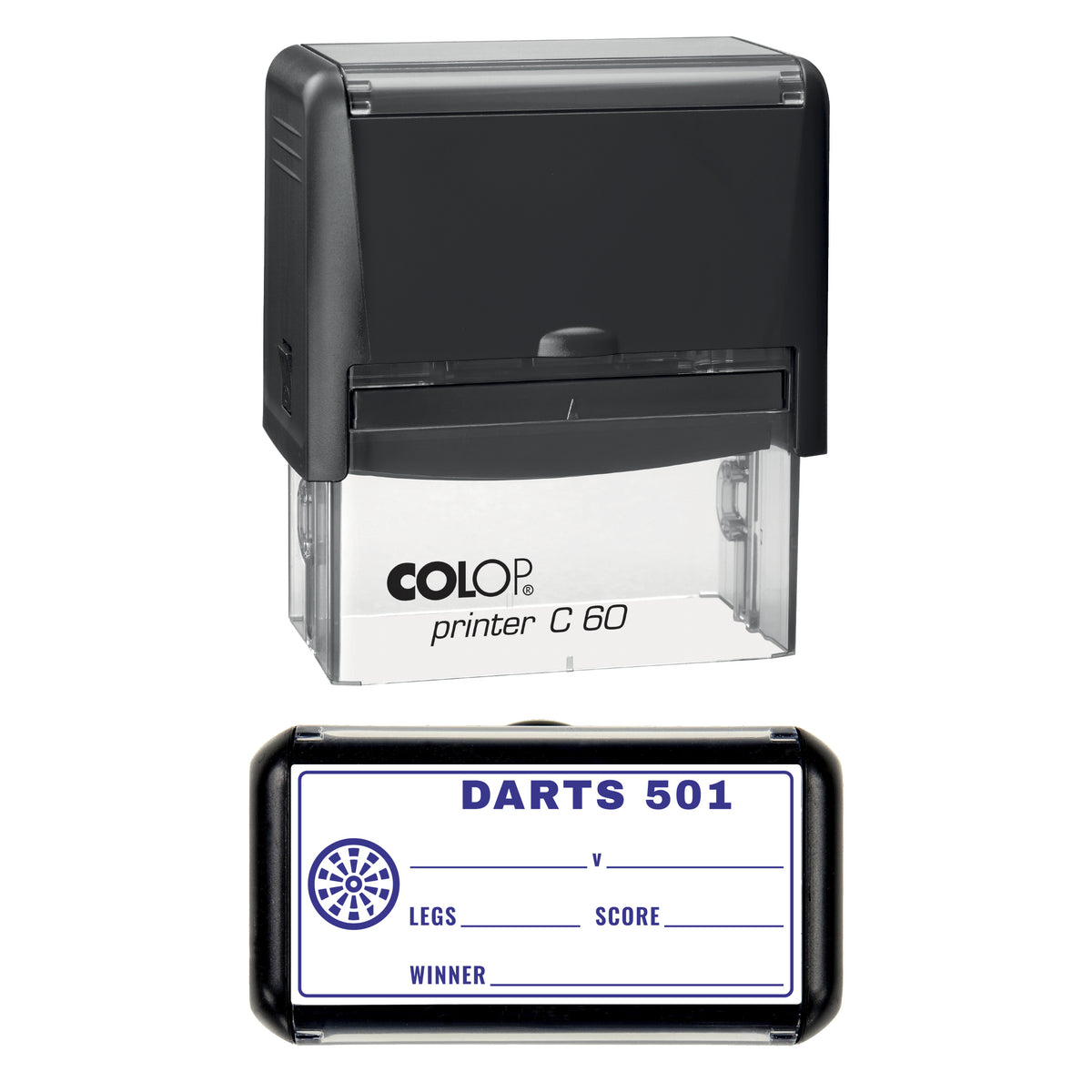 Darts 501 Scoresheet Stamp, COLOP C60, 77 x 36mm, violet ink