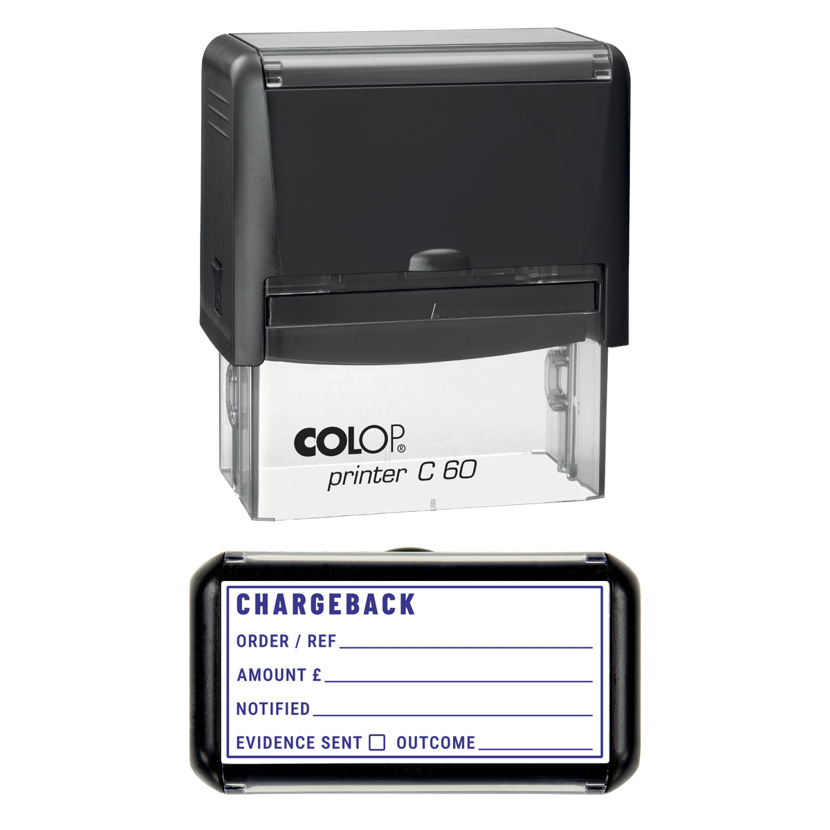 Chargeback Stamp, COLOP C60, 77 x 36mm, violet ink