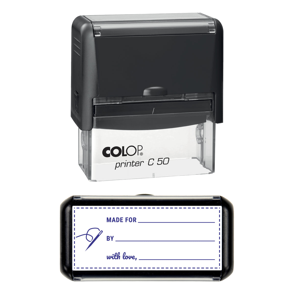 Made For Handmade Gift Label Stamp, COLOP C50, 70 x 30mm, violet ink