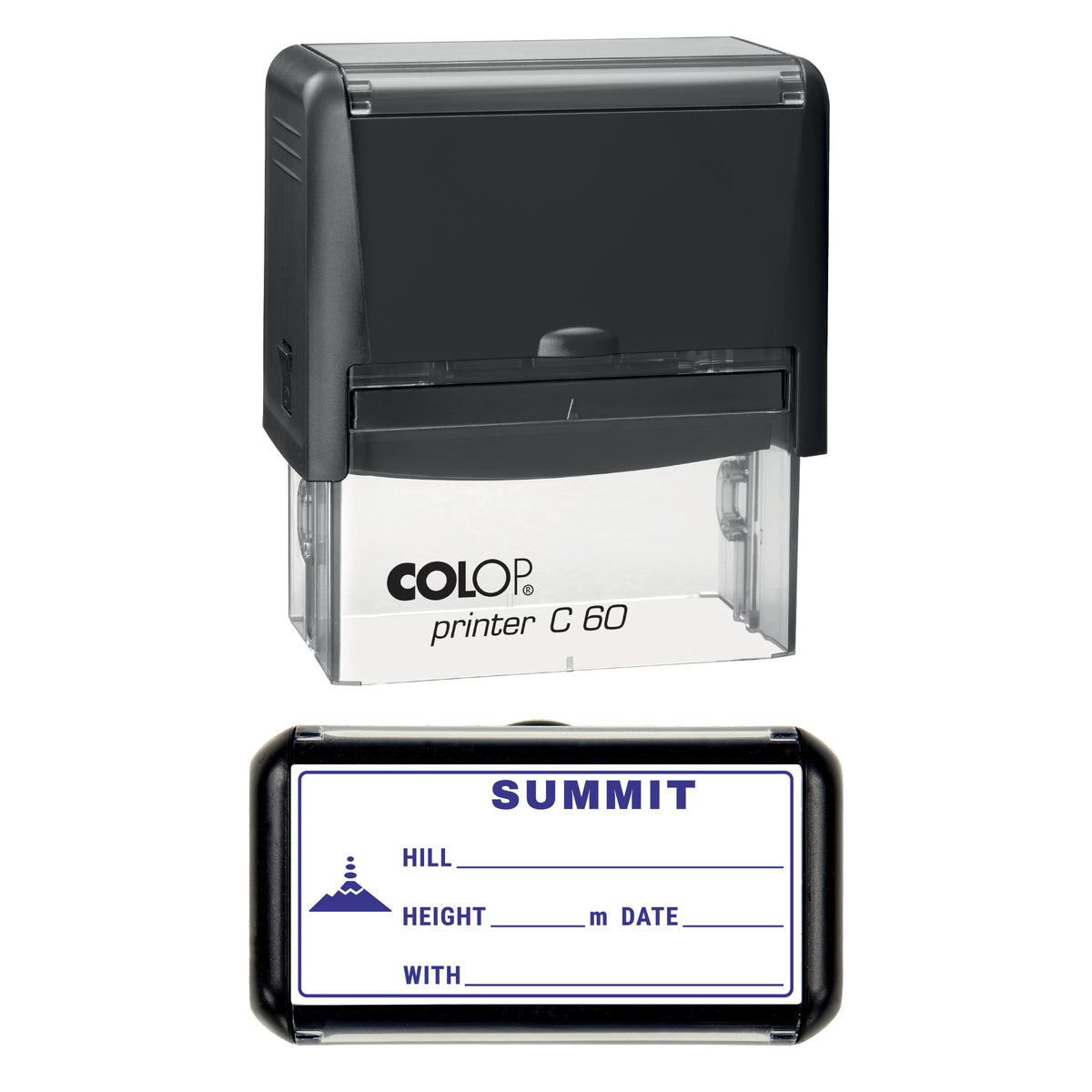 Hill Summit Log Stamp, COLOP C60, 77 x 36mm, violet ink
