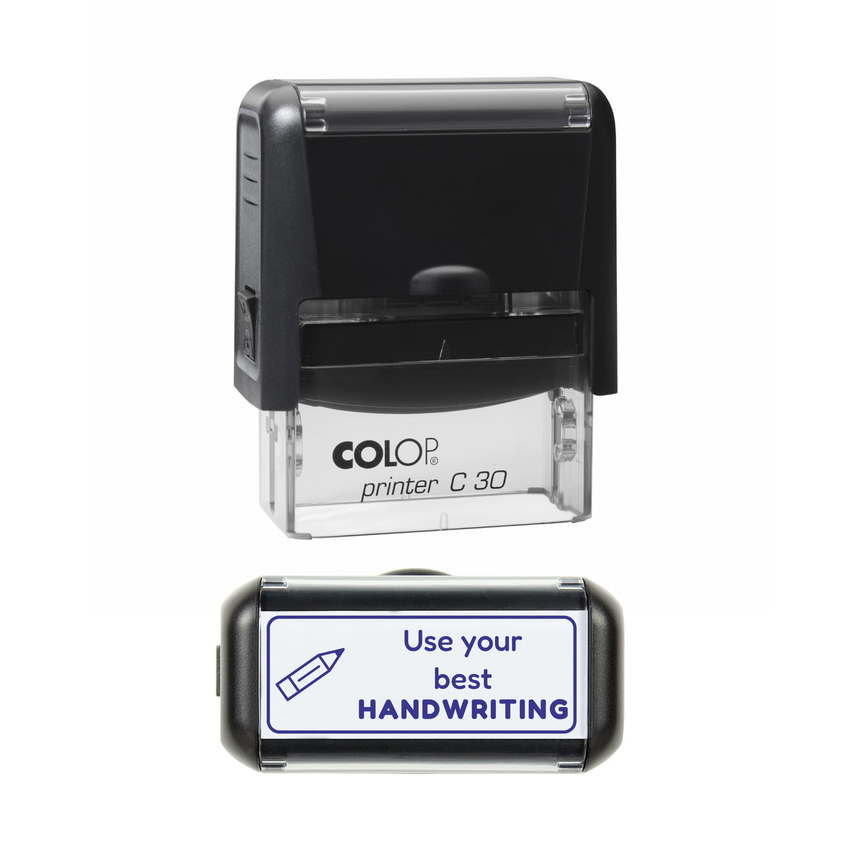 Use Your Best Handwriting Teacher Stamp, COLOP C30, 45 x 18mm, violet ink
