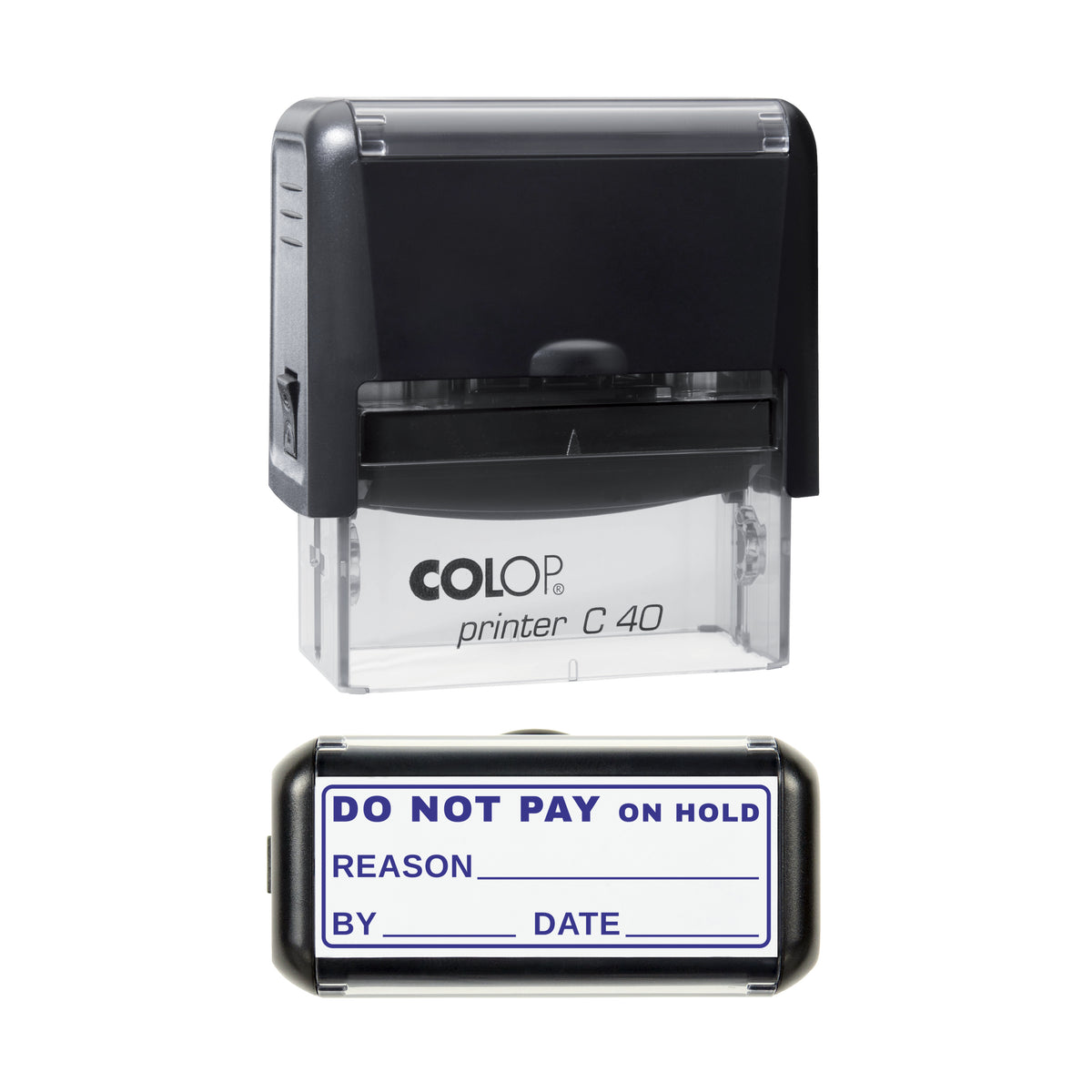 Do Not Pay On Hold Stamp, COLOP C40, 58 x 22mm, violet ink