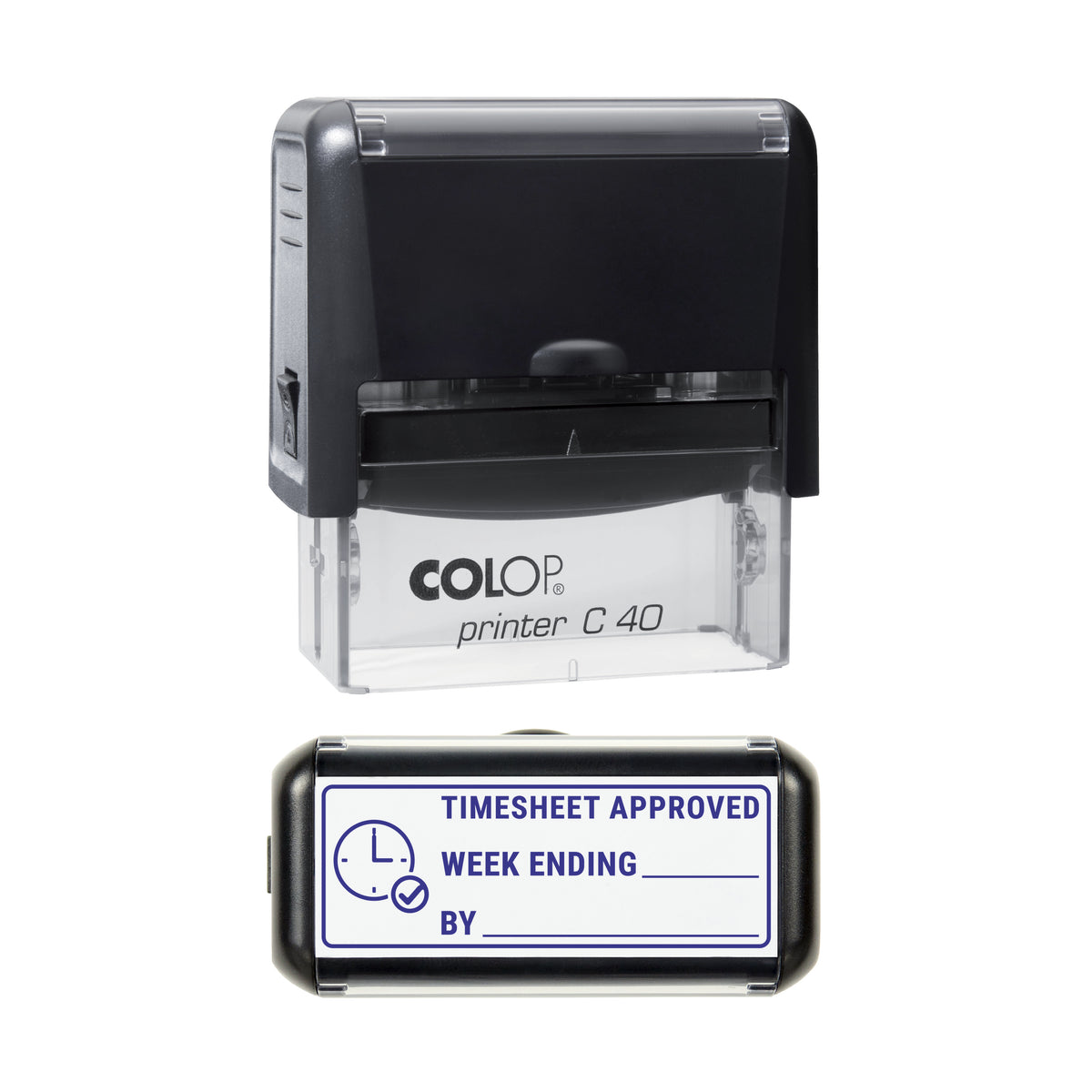 Timesheet Approved Stamp, COLOP C40, 58 x 22mm, violet ink