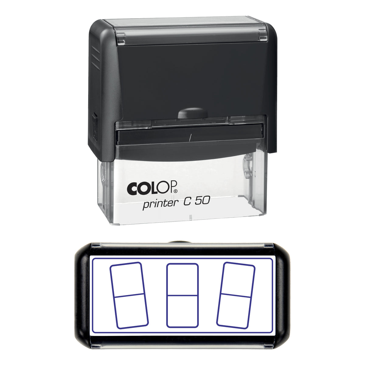 Blank Domino Tiles Stamp, COLOP C50, 70 x 30mm, violet ink