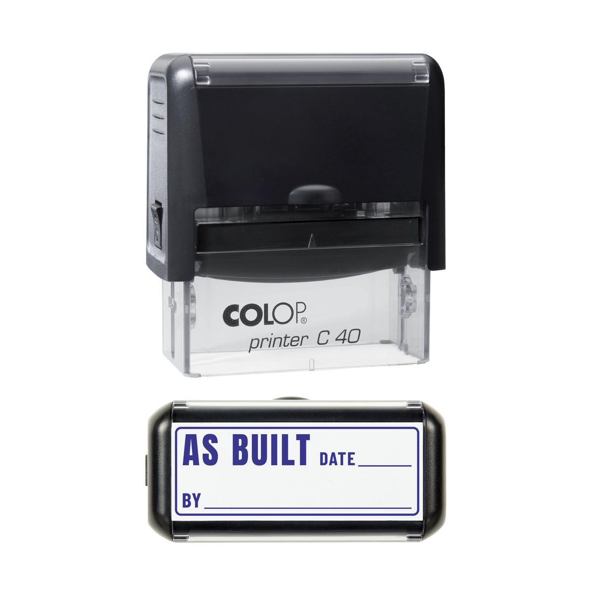 As Built Stamp, COLOP C40, 58 x 22mm, violet ink