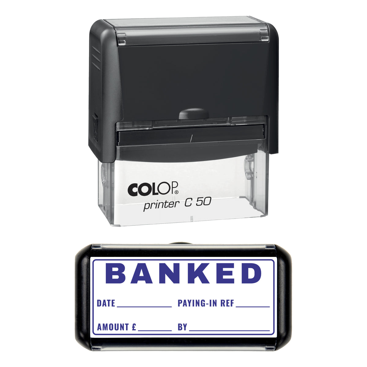 Banked Record Stamp, COLOP C50, 70 x 30mm, violet ink