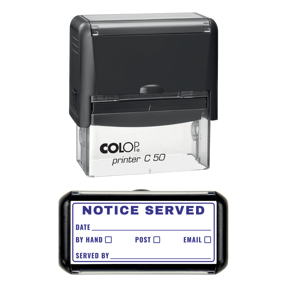 Notice Served Stamp, COLOP C50, 70 x 30mm, violet ink