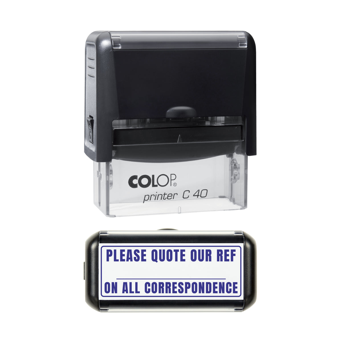 Please Quote Our Reference Stamp, COLOP C40, 58 x 22mm, violet ink