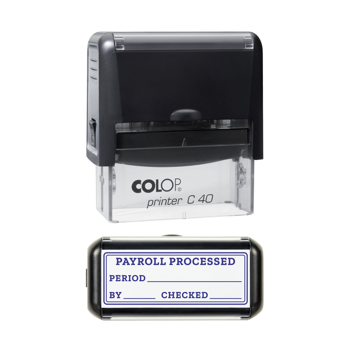 Payroll Processed Stamp, COLOP C40, 58 x 22mm, violet ink