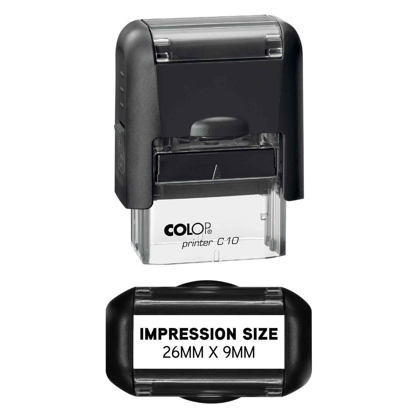 26 x 9mm - Custom Made Self-Inking Rubber Stamp - Up to 2 Lines of Personalised Text